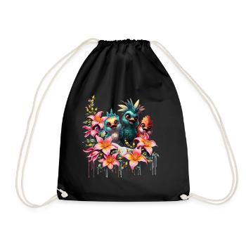 Magie des oiseaux dans une mer de fleurs - Sac de sport léger - noir - Devant