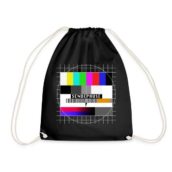 Röhrenfernseher Testbild - Sendepause - 80er - Turnbeutel - Schwarz - Vorne