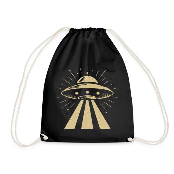 Minimalist UFO Alien Flying Saucer - Drawstring Bag - black - Front