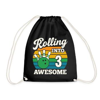 Rolling Into 3 Birthday Design - Drawstring Bag - black - Front