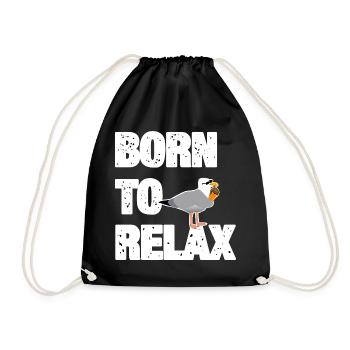 Born to Relax Seagull - Drawstring Bag - black - Front