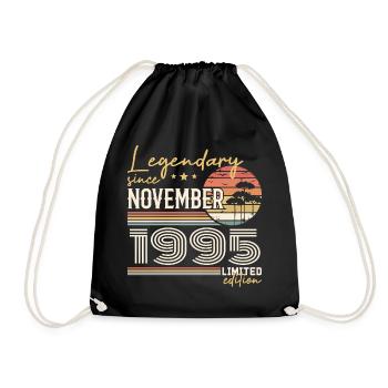 Vintage November 1995 Retro November 1995 - Drawstring Bag - black - Front