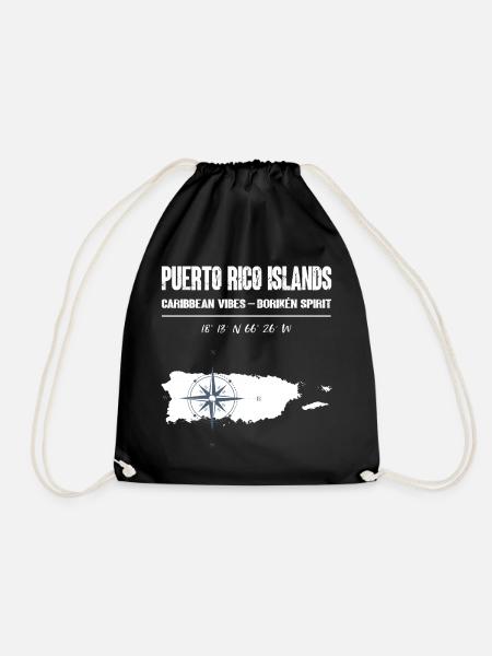Puerto Rico Insel Kompass Koordinaten - Turnbeutel - Schwarz