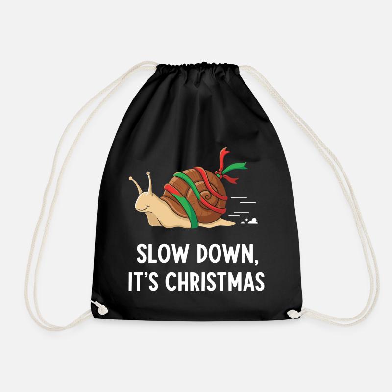 Slow Down Weihnachten Schnecke - Turnbeutel - Schwarz