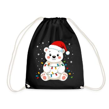 ours polaire Noël mignon drôle fées lumières pôle Nord - Sac de sport léger - noir - Devant