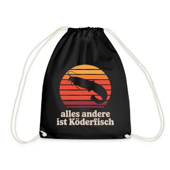 Wallerfischen_alles_andere_ist_Koederfisch_03 - Drawstring Bag - black - Front