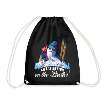 Ski, Skiing, Life is better on the boards - Drawstring Bag - black - Front
