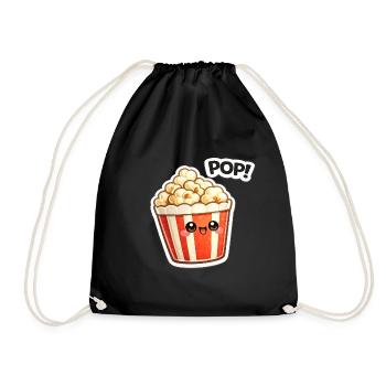 Kawaii Popcorn Smile Design - Drawstring Bag - black - Front