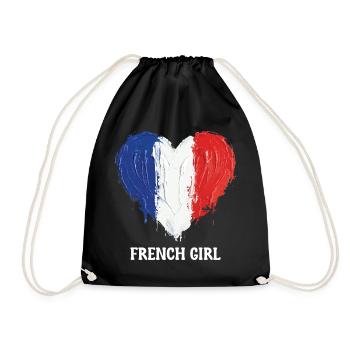 Football de football féminin de cœur français - Sac de sport léger - noir - Devant