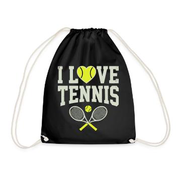 T-shirt de tennis, t-shirt I Love Tennis, sweat à capuche, bonnet - Sac de sport léger - noir - Devant