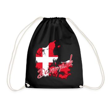Map flag Denmark, I love Denmark - Drawstring Bag - black - Front
