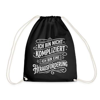 Ich bin nicht kompliziert Herausforderung - Turnbeutel - Schwarz - Vorne