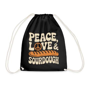 Peace Love Sourdough - Drawstring Bag - black - Front