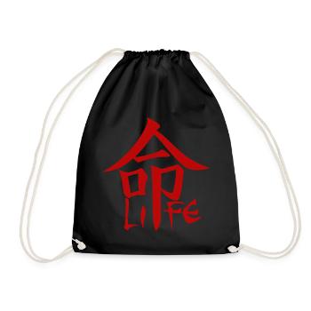 Red Japanese Kanji for the word life - Drawstring Bag - black - Front