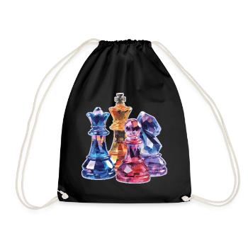 Schach Kristall Figuren Design für Männer Geschenk - Turnbeutel - Schwarz - Vorne