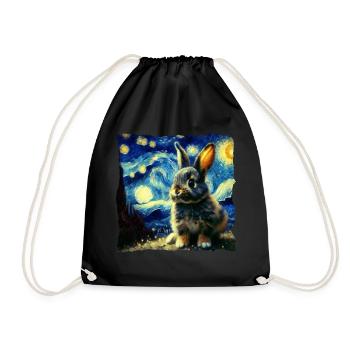 Lapin style ciel étoilé - Sac de sport léger - noir - Devant
