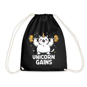 Bodybuilding Cat Unicorn for Fitness - Drawstring Bag - black - Front