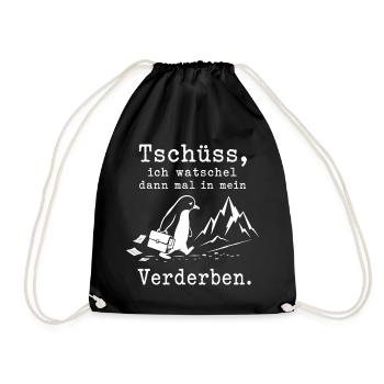 Pinguin flüchtet in die kalten Berge - Turnbeutel - Schwarz - Vorne