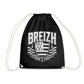 Blason Breton Breizh Héritage Celtique Vintage - Sac de sport léger - noir - Devant