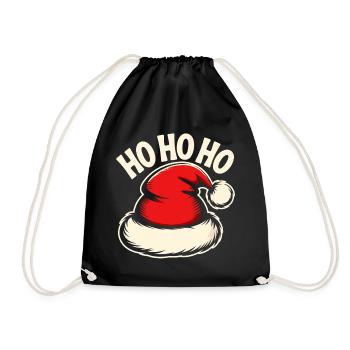 Ho Ho Ho Santa Hat - Turnbeutel - Schwarz - Vorne