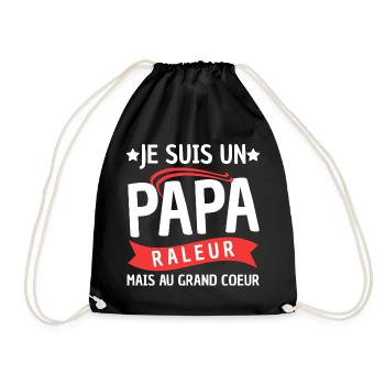 Papa Râleur Mais Au Grand Cœur Cadeau Fête - Sac de sport léger - noir - Devant