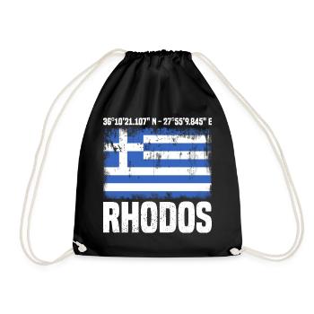 Insel Rhodos Koordinaten - Turnbeutel - Schwarz - Vorne