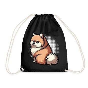 Pomeranian Pomeranian Pomeranian Spitz Dog Miniature Spitz Holder - Drawstring Bag - black - Front