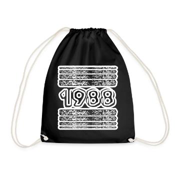 Jahr 1988 - Turnbeutel - Schwarz - Vorne