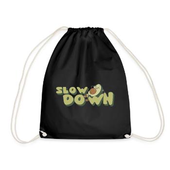 Slow Down Relax Avocado Retro Positive - Drawstring Bag - black - Front