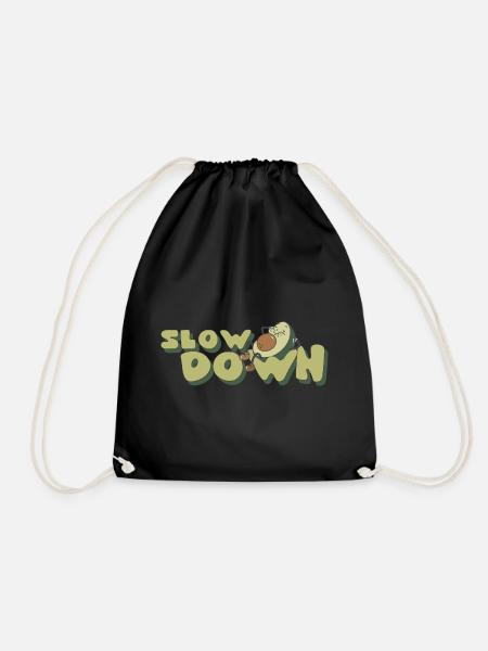 slow down relax avocado retro positive - Turnbeutel - Schwarz