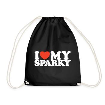 I love My Sparky Elektriker Herz Shirt - Turnbeutel - Schwarz - Vorne