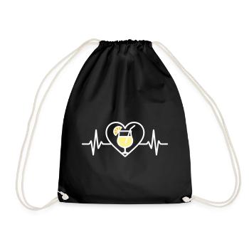 Piña Colada Heart Tropical Cocktail - Drawstring Bag - black - Front