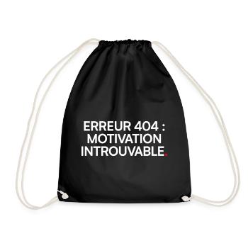 Erreur 404 motivation introuvable humour étudiant - Sac de sport léger - noir - Devant