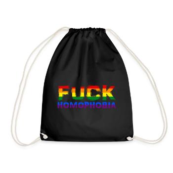 fuck homophobie design lgbt drapeau arc-en-ciel gay pride - Sac de sport léger - noir - Devant