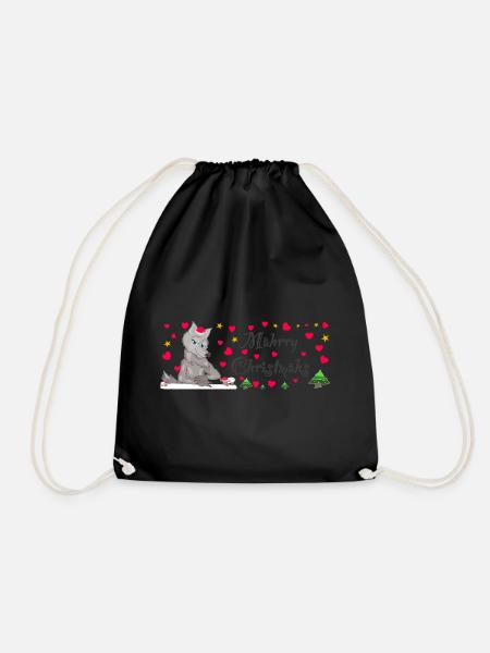 Kultiger Wolf Weihnachten, MÄHrry Christmähs Herz - Turnbeutel - Schwarz