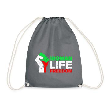 Woman, Life, Freedom | Free Iran! | Mit Flagge - Turnbeutel - Grau - Vorne