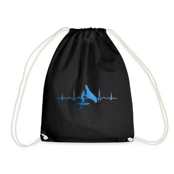 hydrofoil wingsurfing women men wingfoil - Drawstring Bag - black - Front