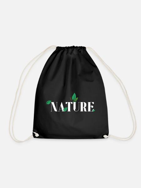 Nature Leaves Embrace Typography - Drawstring Bag - black