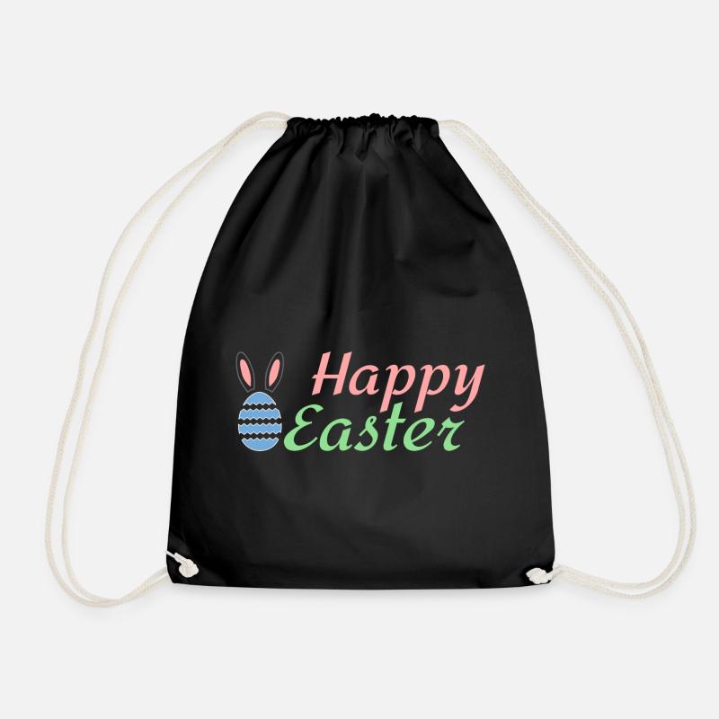 Happy Easter - Drawstring Bag - black