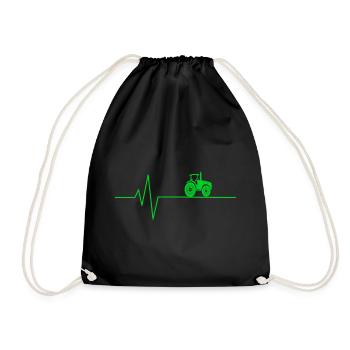 Tractor Heartbeat Farmer - Drawstring Bag - black - Front