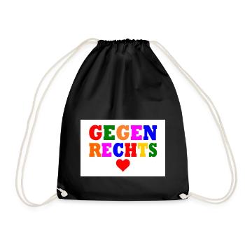 Gegen rechts - Turnbeutel - Schwarz - Vorne