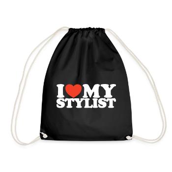 I Love My Stylist Heart Shirt - Drawstring Bag - black - Front