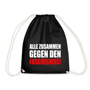 alle zusammen gegen faschismus - Turnbeutel - Schwarz - Vorne