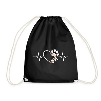 Motif pour les amoureux des animaux patte de chien - Sac de sport léger - noir - Devant