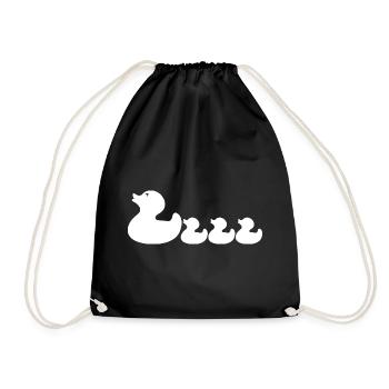 Mother Duck & Duckling – cute duck family - Drawstring Bag - black - Front