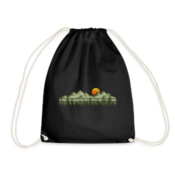 Mountains Forest Nature Trees Outdoor Nature Lovers - Drawstring Bag - black - Front