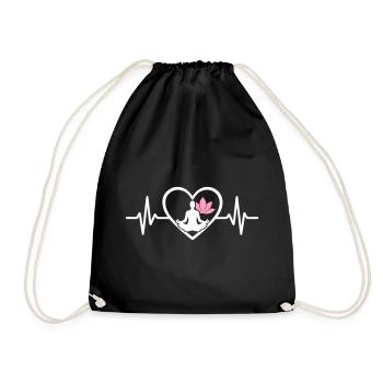 Yoga Herz Frauen Silhouette Lotus Wellness - Turnbeutel - Schwarz - Vorne