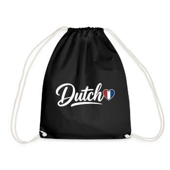 Dutch Script with Flag Heart Fan Patriotic - Drawstring Bag - black - Front