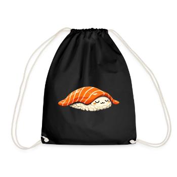 Sleeping Nigiri – Retro Japan Sushi Illustration - Drawstring Bag - black - Front