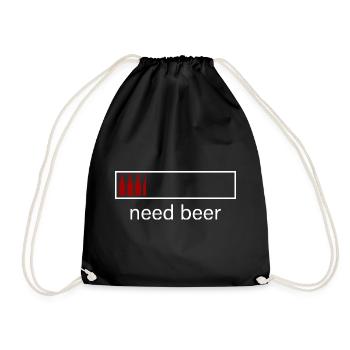 Need Beer - Batterie Ladeanzeige Design - Turnbeutel - Schwarz - Vorne